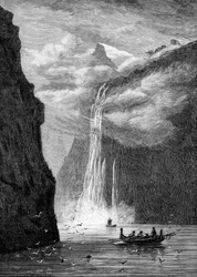 Fiorde de Geiranger, com a queda das sete irmãs, Noruega, 1882