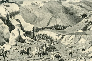 General Roberts ... atacado por ghilzais na passagem Shutargardan, 27 de setembro de 1879, 1901.