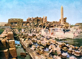 Vista geral do Grande Templo de Amon-Re, Karnak, Luxor, Egito, século XX