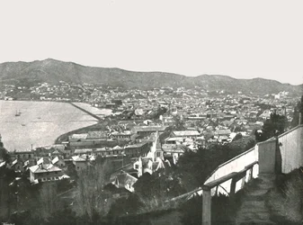 Vista geral da cidade, Wellington, Nova Zelândia, 1895.