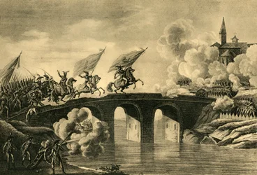 Os generais Bonaparte e Augereau atacam a ponte em Arcola, novembro de 1796, 1921.