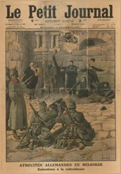 Atrocidades alemãs na Bélgica: execução por metralhadora, 1915.