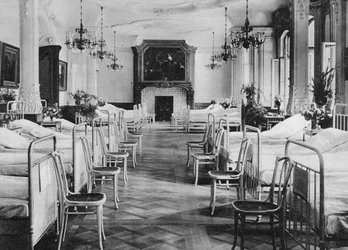 Dormitório hospitalar alemão para soldados, Frankfurt am Main, Alemanha, Primeira Guerra Mundial, 1915
