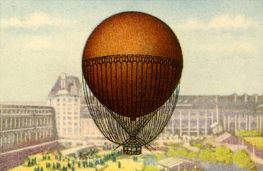 Balão Giffards exibido na Feira Mundial de Paris, 1878, 1932.