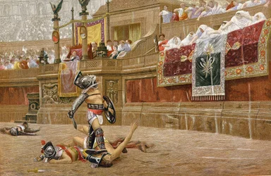 Gladiadores na arena romana