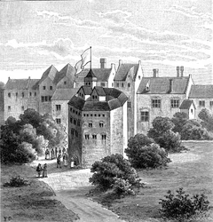 Globe Theatre, Bankside, Southwark, Londres, como apareceu c1598