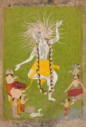 Deus Shiva em seu aspecto feroz como dança Mahakala, c. 1700-1710.