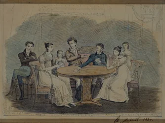 Família Golitsyn à mesa, 1820