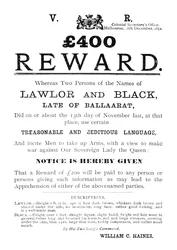 Aviso do governo - para Lawlor e Black, c1854, 1902