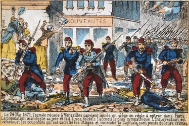 Soldados do governo que avançam para Paris para suprimir a Comuna, 24 de maio de 1871