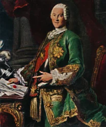 Conde de Brühl 1700-1763. - gravura após a pintura de Silvestre, 1934.