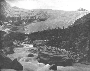 Grande geleira, montanhas de Selkirk, Canadá, c1900.