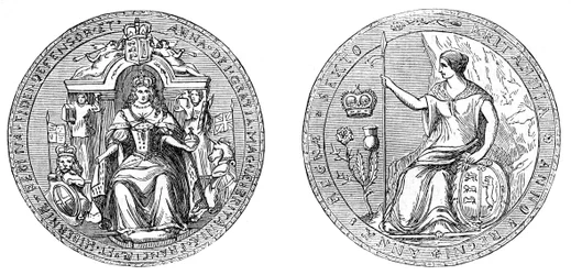 Grande selo da rainha Ann, após a união da Inglaterra e Escócia, 1707, século XIX