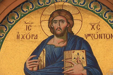Ícone grego-ortodoxo representando Jesus Cristo, Salonica, Grécia