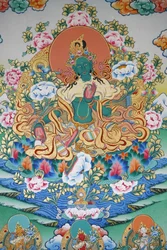Tara verde, símbolo de prosperidade. Mosteiro de Kopan, Kathmandu, Nepal
