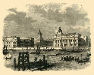 Hospital de Greenwich, do rio, c1878.