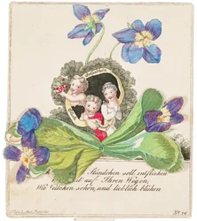 Cartão de felicitações, cerca de 1820.