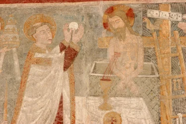 Afresco da igreja românica Gressan Magdalena, Gressan, Itália