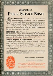 Garantia de vínculo de serviço público - Anúncio da Taylor-Logan Co. Papermakers, 1919