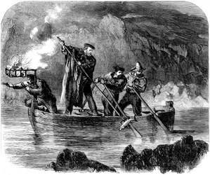 Guiseppe Garibaldi lança peixe à noite em Caprera, 1860-61