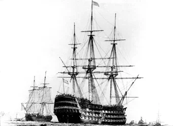 Vitória do HMS em Portsmouth, século XIX