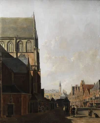 Haarlem, vista da cidade (igreja da cidade e praça do mercado)