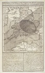 Mapa de Halley e descrição do eclipse