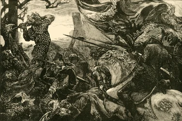 Harold na batalha de Hastings, 1066, 1890.