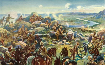Rumo a Cronje - francês geral bloqueando o caminho em Koodoosrand Drift, 1901.