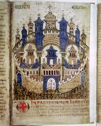 Jerusalém celestial, uma página de Liber Floridus, século XII