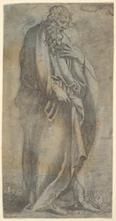 Figura masculina fortemente drapeada, século XVI.