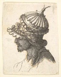 Cabeça com capacete, século XVII.