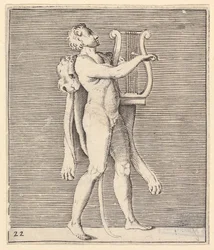 Hércules tocando uma lira, uma pele de leão pendurada no ombro, publicou ca. 1599-1622.