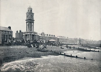 Herne Bay - a frente, mostrando a torre do relógio, 1895