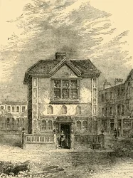 Hickss Hall por volta de 1750, c1872.