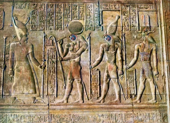 Relevo hieroglífico, Templo de Kom Ombo, Egito, século 20