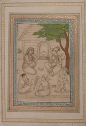 Hindus Conversando diante de um Santuário, século XVII.