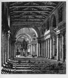 História da Roma Antiga. A Basílica de São Pedro é uma igreja do final da Renascença localizada dentro da Cidade do Vaticano.