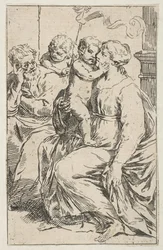 Sagrada Família com São João Batista, cópia inversa de Cantarini, ca. 1640-1642 ou depois.