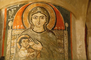 Virgem Santa e São João Kame Mosteiro copta Maria amamentando Jesus Egito