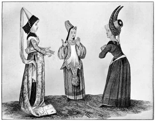Chapéus com chifres e campanários, século XV, 1910