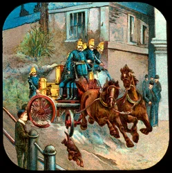 Carro de bombeiros puxado a cavalo, século c19