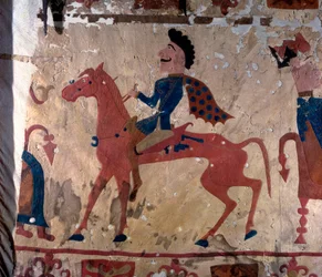 Cavaleiro, Pazyryk sentiu detalhes de carpetes de artefatos, séculos V ou IV aC