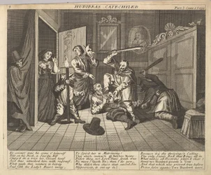 Placa 9 catequizada de Hudibras: Ilustrações para Samuel Butlers Hudibras, 1725-30.