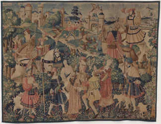 Cenas de Caça e Pastoral, com gaita de foles e dançarinos, c. 1510.