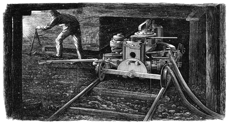 Máquina de corte hidráulica de carvão, chamada The Iron Man, 1867