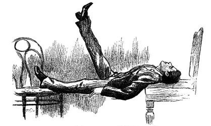 Sujeito hipnotizado em estado de catalepsia, 1891