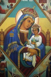 Ícone em Beta Maryam mausoleum, Addis Abeba, Etiópia