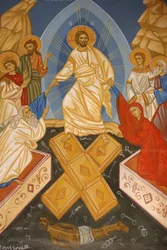 Ícone na igreja ortodoxa de São Jorge, Madaba: a ressurreição de Cristo, Madaba, Jordânia