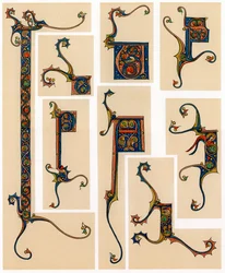 Letras iniciais iluminadas, século XIII